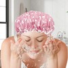 Shower Cap for Women, Elastic Band Waterproof Plastic Shower Cap,