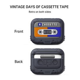 FEWGEY for Airpods Pro 2 Case, Airpods Case Cover Vintage Cassette Tape with Lanyard for Men & Women, Wireless Charge Support with Magsafe, Cute Retro Cartoon Silicone Protective Cover, Orange