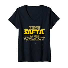 Womens Best SAFTA in The Galaxy | Grandma in Hebrew Funny Gifts V-Neck T-Shirt