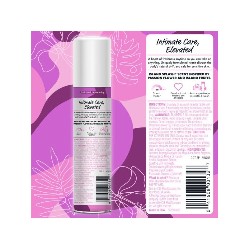 Summer's Eve Island Splash Daily Refreshing Feminine Spray, 2 oz