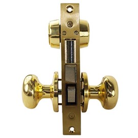 Em-D-Kay 5122 Polished Bras US3 Ornamental Iron Gate Door Double Cylinder Mortise Lock Set with 2-1/2" Backset and 1"X 7-1/8" Faceplate (Right Hand Reverse (for Out-Swing Doors))