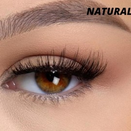 MOVVIYE Magnetic Eyelashes, Magnetic Eyelashes with Applicator, 2025 New Reusable Self-Adhesive Magnetic Eyelashes Natural Look, No Glue Needed Easy To Use and Remove (Natural, 2 Pair)