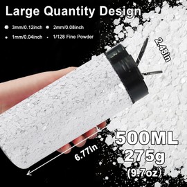 Renfio Chunky Glitter, 275g Resin Glitter Metallic PET Flake Mixed Fine Powder Face Glitters for Craft Resin Snowgloble Tumbler Festival Painting Hair Body Roses - Pearl White