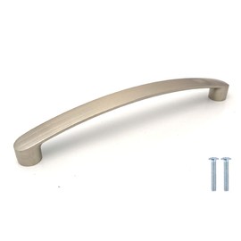 Decoranddecor Merle - Bow Kitchen Cabinet Handles | Cabinet Door Handles - Cupboard Door Pulls - 128mm Hole Centre, Satin Nickel