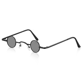 Photect Vintage Metal Frame Glasses Retro Small Sunglasses Hippy Sunglasses for Men Women (Black)
