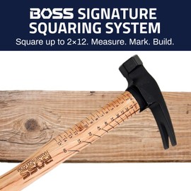 Boss Hammer 22 oz. Premium 4340 Steel Rip Claw Hammer - Tennessee Hickory Handle, Cerakote Finish, Smooth Face - Made in the USA - BH22STHI18S