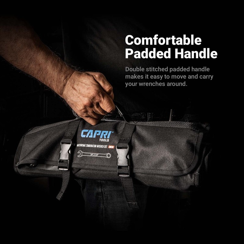 Capri Tools Wrench Roll Up Pouch, SAE, 17 Pockets, Black