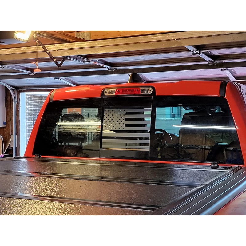 Rear Middle Window American Flag Decals, Matte Black USA Flag