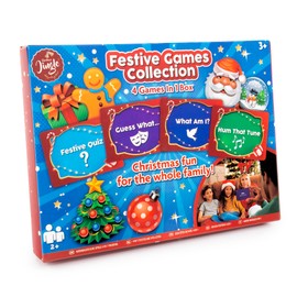 Festive Family Board Games Collection - Family Christmas Games - 4-in-1 Card Games For Kids And Adults - Festive Quiz, What Am I?, Hum That Tune And Guess What - Christmas Day Games - Holiday Games