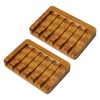 SAMEBUTECO Set of 2 Teak Wood Soap Dishes with Sloped