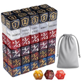 63 PCS MTG Dice Counters Set, D6 MTG Tokens with Bulk Abilities Keywords and MTG Life Counters,TCG and Card Games