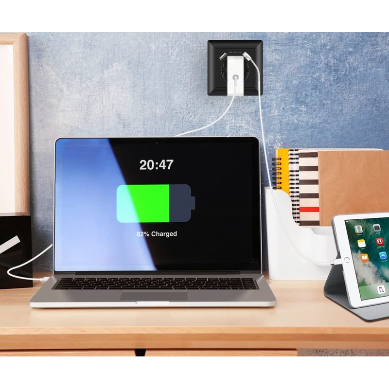 Sasudose Sockets with USB, black