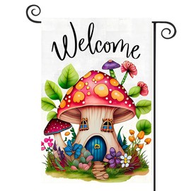 YBTLhome Mushroom House Spring And Summer Garden Flags Double-Sided Print Home Decor, Outside Decor, Yard Decor, Garden Decor, Holiday Decor(No Flagpole) 12 * 18in/30 * 45cm