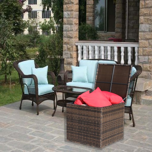 ZJMTOCYU Protect Outdoor Cushions with Wicker Patio Furniture Storage Box,