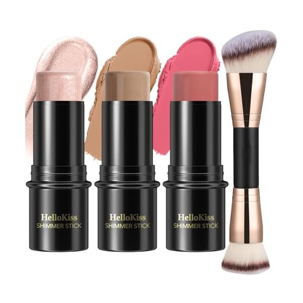3 Pcs Cream Contour Stick Makeup Kit, Shades with Highlighter,