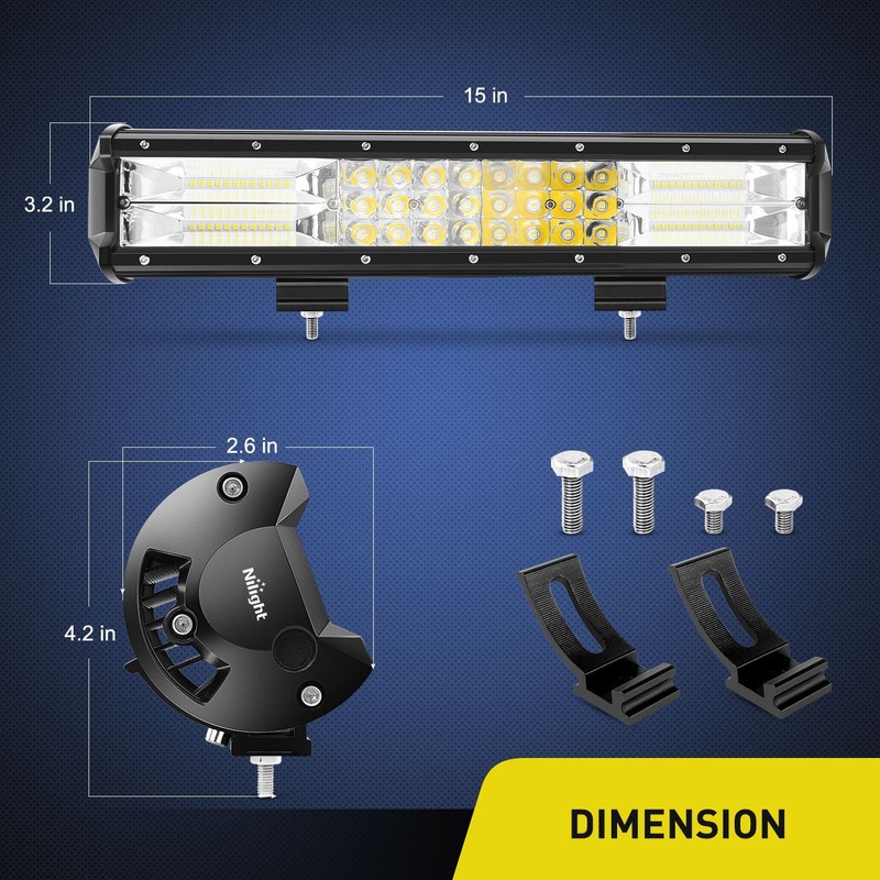 Nilight - 18003C-A 15Inch Triple Row Lights 216W 21600LM Flood