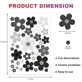 KVAEY Flowers Car Stickers Set, Self Adhesive Daisy Flower Label Stickers for Car Body Mirror Window, Waterproof Hippie Stickers for Car Scooter Laptop Decoration, Car Accessories (Style D)