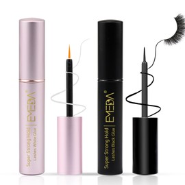 EMEDA 2 PCS Clear and Black Glue False Eyelash Glue Super Strong Hold Professional Latex Free Glue for Eyelashes Eyelash Glue Lash Glue Best Black White Strip Eyelash Adhesive Eyes Lash Adhesive