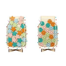 Jwinkumy Magnetic Reward Jar - Children's Reward System Star and Smiley Reward Jar Classroom Reward Chart Good Habit Cultivation Suitable for Classroom and Home Training (2 Pcs)