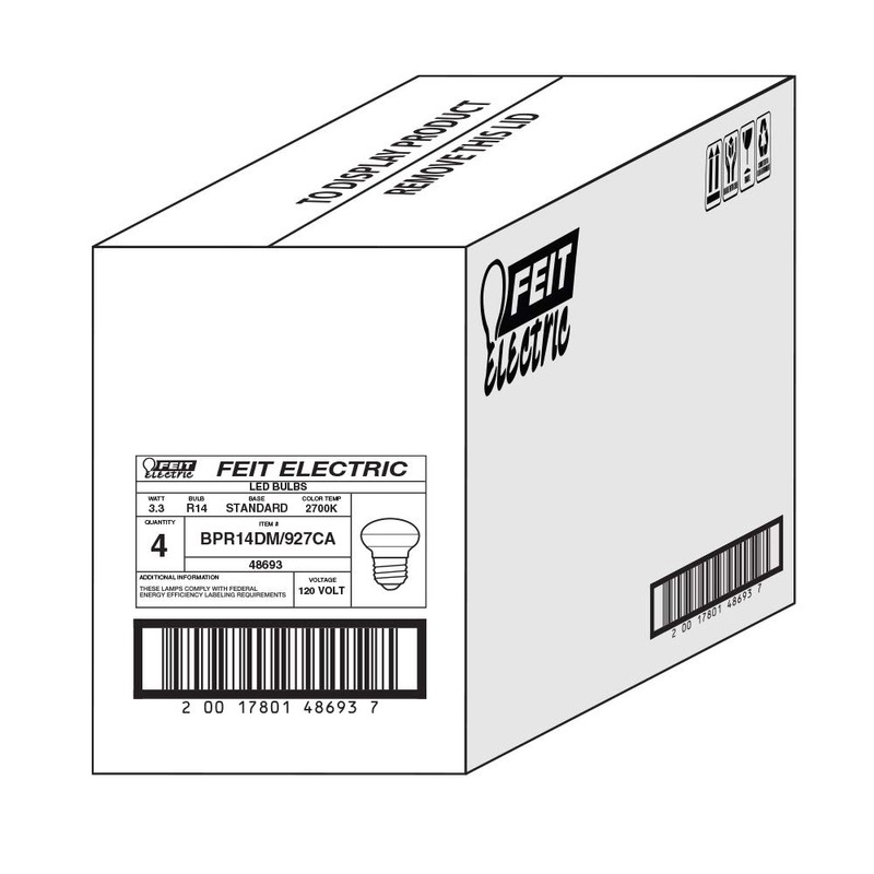 Feit Electric BPR14DM/927CA/4 40W EQ DM R14 LED Light Bulbs,