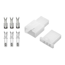 10x Flat Connector Housing 3-Pin Including 2.8 mm Flat Connector and Blade Receptacles | Selection: 1-12 Pin - 6.3 mm or 2.8 mm | White | Car Machine Plug