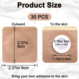 Joez Wonderful 30 Pcs Disposable Castor Oil Pack Wrap, Belly Button Patches, Self-Adhesive Castor Oil Patches, Organic Cotton Wraps Pack Covers - Square (Beige, 6x6cm)