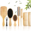 Juego de 8 cepillos de bambú para el cabello, de