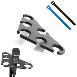 MerleGrape Multi-microphone Adapter Holder Stand for Wireless or Wired Mic Complete with Cable Tie Wraps