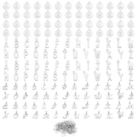 PEUTIER 156pcs Alphabet Charms, 3 Fonts A-Z Letter Charms Silver Capital Letter Pendants Letter Spacer Charms Initial Pendant for Necklaces Bracelets Jewelry DIY Craft Making