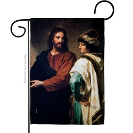 Ornament Collection Faith Christ and The Rich Young Ruler Garden Flag Religious Hope Grace Peace Dove Christian Religion Easter Small Decorative Gift Yard House Banner Made in USA 13 X 18.5