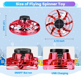 Vantexi Flying Spinner Mini Drone,Hand Controlled Drone Flying Toy New Fly UFO Magic Flying Fidget Spinner with Lights,Christmas Birthday Party Gifts for Girls Boys(Red)