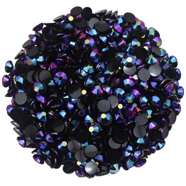 Laviyo 4500 Pcs SS12 3mm AB Flatback Rhinestones for Nails Art Crafts Glitter Round Shine Gems Crystals DIY Clothes Shoes Black-Bottom Purple Red AB