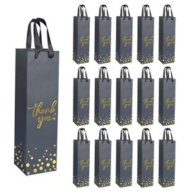 Nimbbex 30pack Black Wine Bag, Thank You Wine Gift Bag with Handle for Champagne, Birthday and Bridal Shower