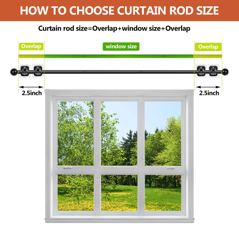 Curtain Rods No Drilling for Windows Set 30 to 45