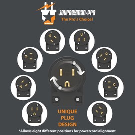 Journeyman-Pro 515AN 15 Amp 120V 125 Volt, NEMA 5-15P, 2Pole 3Wire, Straight Blade, 90 Degree Right Angle Male Plug Extension Cord Replacement Connector End, Commercial Grade 15A (Black 1-Pack)