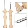 2Pcs Punch Needle Embroidery Kit Wooden Handle Yarn Needle DIY