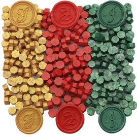 300Pcs Christmas Color Wax Seal Beads, Pine Green Sealing Wax Beads Gold for Wax Seal Stamp, Red Wax Seal Beads Set with 3 Colors Perfect for Gift Sealing, Letter Wax Sealing (Christmas Color)