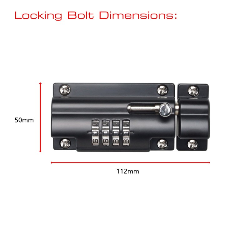 Sterling CLB110BK 110mm 4 Unique Combination Locking Bolt-Black-with Anti-Tamper Security