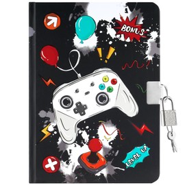 WERNNSAI Kids Diary for Boys Game Journal - Kids Luminous Journal Boys Video Game Diary with Lock and Keys, School A5 Lined Memos Writing Drawing Notepad, Gaming Notebook Birthday Gift