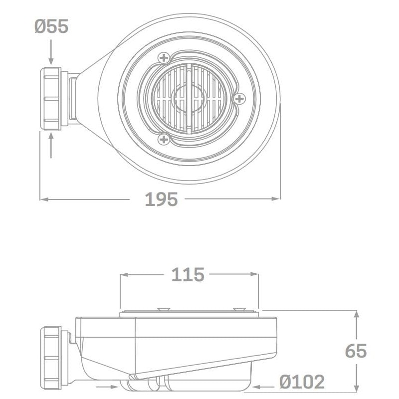 Drain valve for shower trays, siphon for shower tray, diameter