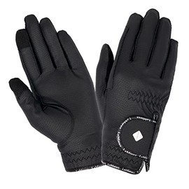 LeMieux Unisex Classic Leather Riding Gloves in Black - Breathable - Touch Screen Compatible - M