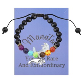 FEELMEM Manatee Gift Ocean Animal Lover Gift Manatee Charm Good Luck Bead Bracelet Sea Cow Jewelry