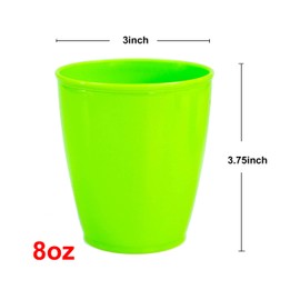 Youngever Vasos para niños de 8 onzas, paquete de 9 vasos de plástico para niños en 9 colores surtidos, vasos de 8 onzas, vasos para niños pequeños, tazas irrompibles para niños pequeños