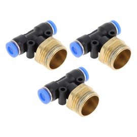 HOPESPANNER Push to Connect Air Fittings 1/4" t Type Air Line Quick Joint Plastic Metal 1/2" BSPT 3 Pcs Black Gold Tone