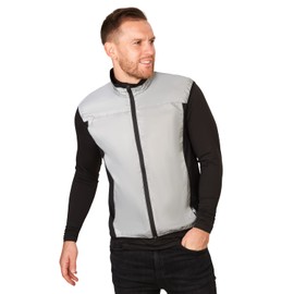 BTR High Visibility Reflective Silver Running and Cycling Gilet and Vest. Classic No Pockets & Shorter Front. Large (42-44 Inches)