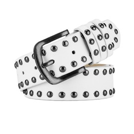 Jdlsppl Women's Autumn Belt Loops Adjustable Belts 2025 Biker Cyberpunk Casual All Seasons Date Harem, White, X-Small-Large