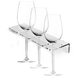 esowemsn 1PC Clear Acrylic Wine Glass Holder 3 Holes Wall Mounted Wine Glass Storage Rack Cocktail Glass Holder Shelf for Home Kitchen Resturant Bar Cabinets