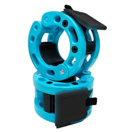 Clout Fitness Heavy Duty PRO Quick Release Pair of Locking 2" Olympic Size Barbell Clamp Collar Great for Pro Training (SkyBlue and Black)