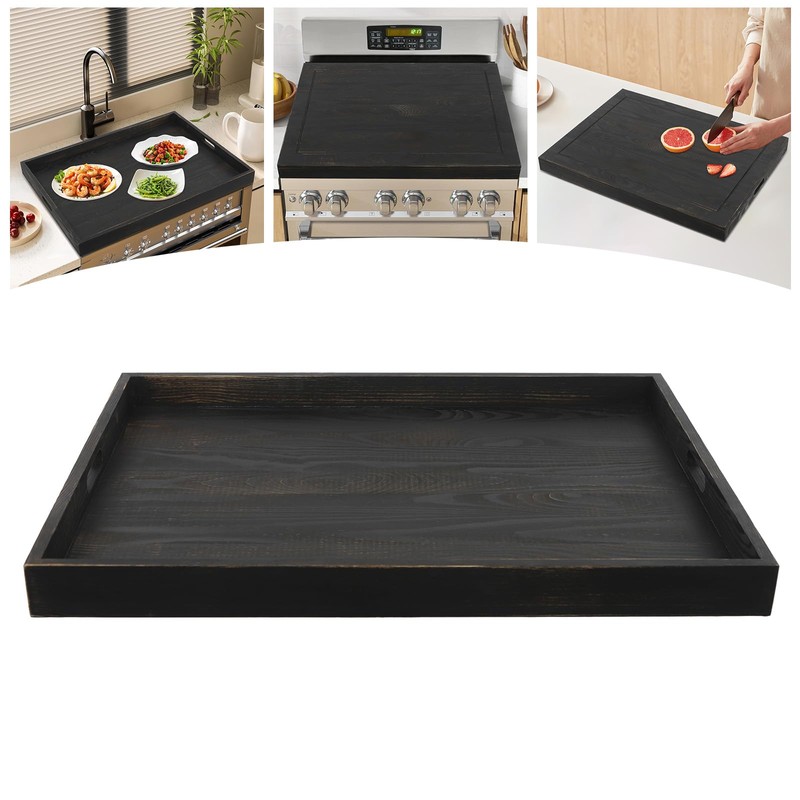 Noodle Board Stove Top Cover with Double Cut-Out Handles, Stove