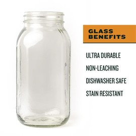 County Line Kitchen County Line Kitchen Glass Cold Brew Coffee Maker with Lid - Wide Mouth, 2 Quart (64 oz) - Heavy Duty, Leak Proof - Sun & Iced Tea Pitcher, Cold Brew Coffee, Breast Milk Storage, Water - Gray